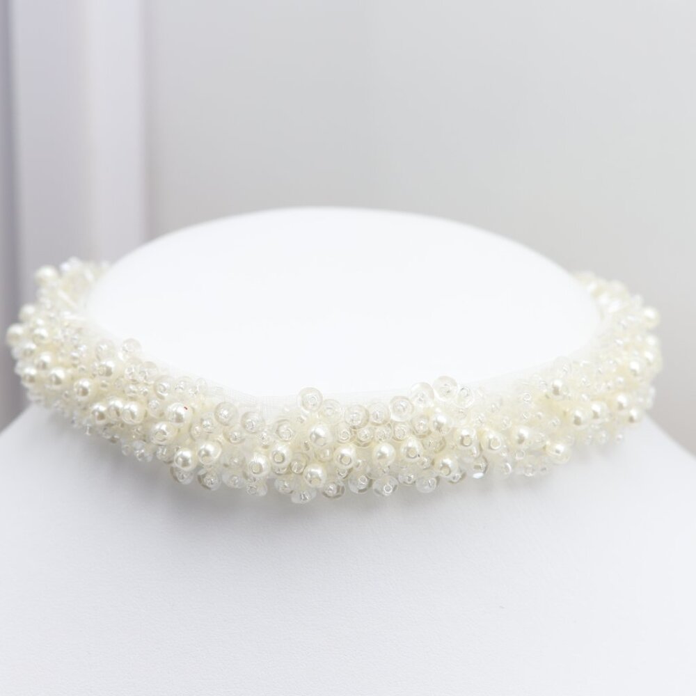 Fancy White Choker Pearl chokers Bridal Necklace adjustable